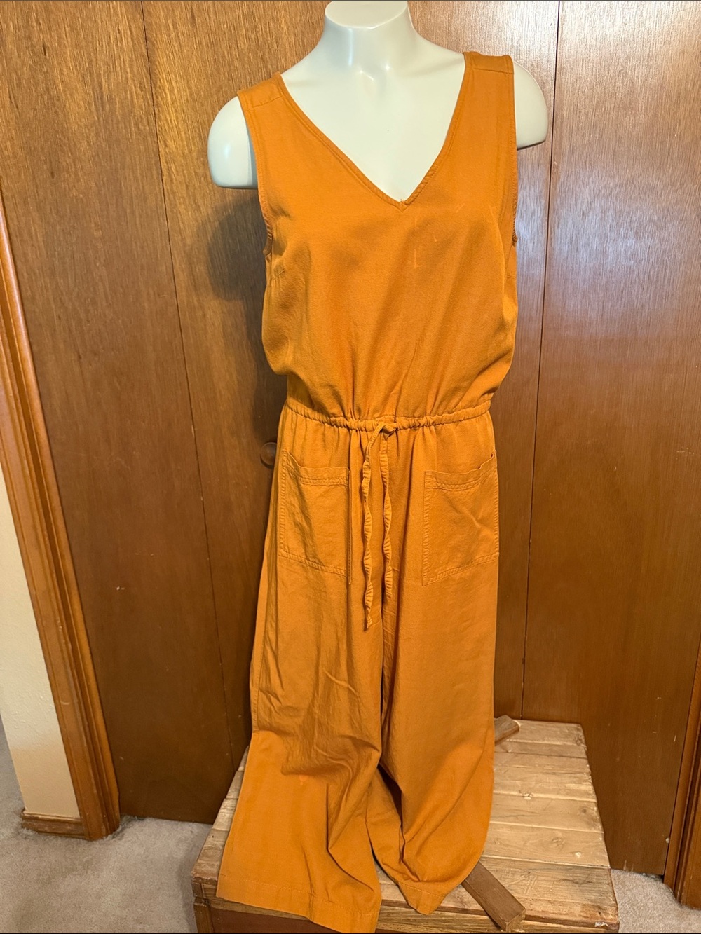 Old Navy Sleeveless V-Neck Jumpsuit in Tobacco Leaf Orange